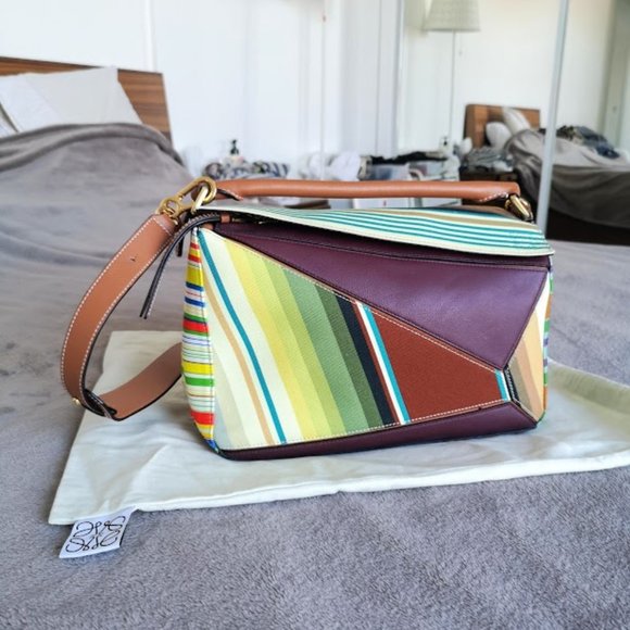 LOEWE Striped Medium Puzzle Bag - Picture 6 of 13